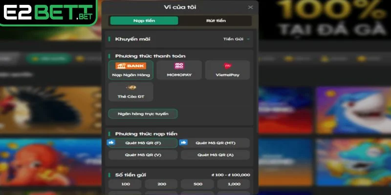 Chú ý khi nạp vốn chơi game tại E2BET